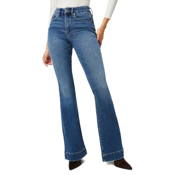 Good American Good Legs Flare Jeans Blue843 8 - Picture 7 of 14